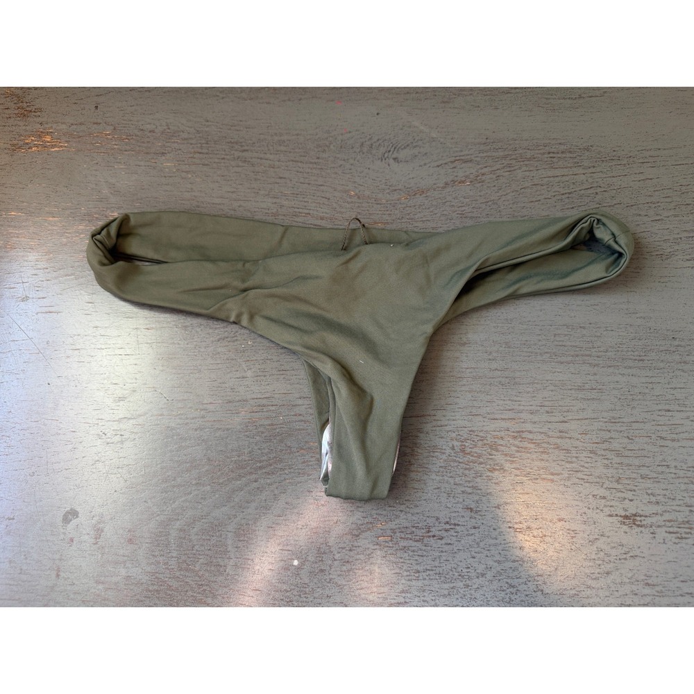 L*Space Itsy Cut Bikini Bottom Olive Green Low Rise Cheeky Swim Medium